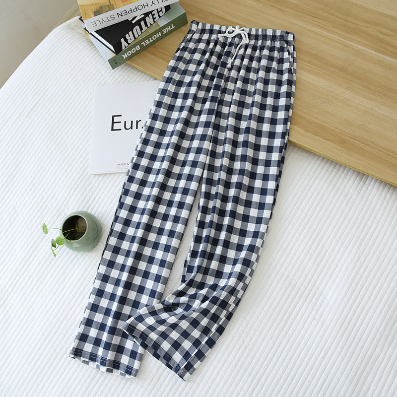 Women's Men's Knitted Plaid Pajama Pants
