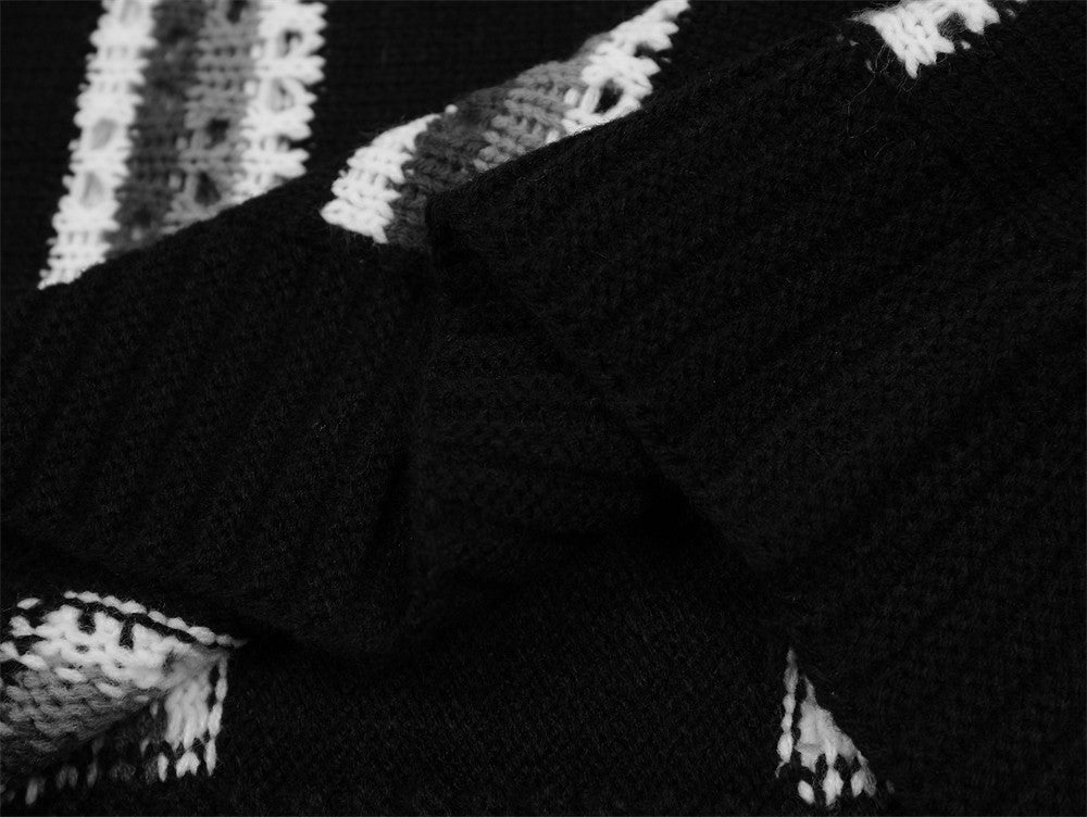Striped Jacquard Round Neck Sweater For Men