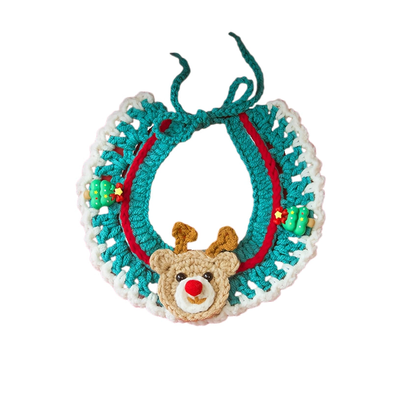 Adjustable Christmas Knit Pet Collar, Crochet Elk Pattern For Cats, Dogs & Pets, Comfortable,Stylish,