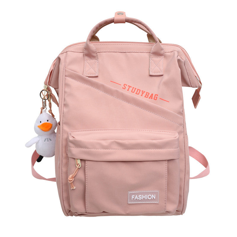 Solid Color Backpack Large Capacity Schoolbag