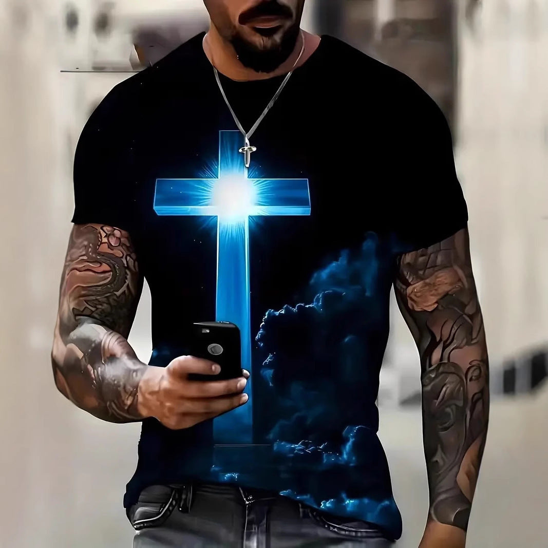 Kortærmet T-shirt til mænd i afslappet high-end stil