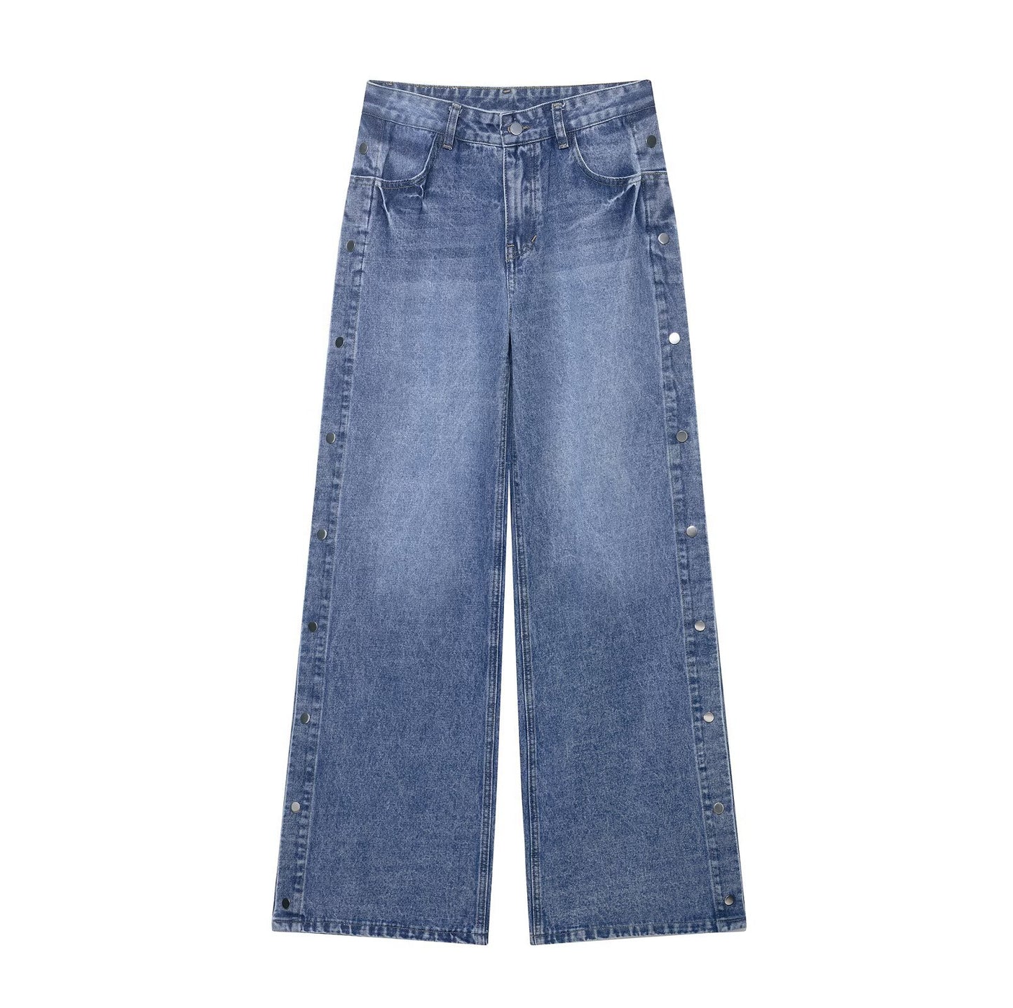 Women's High Waist Baggy Straight Trousers Jeans