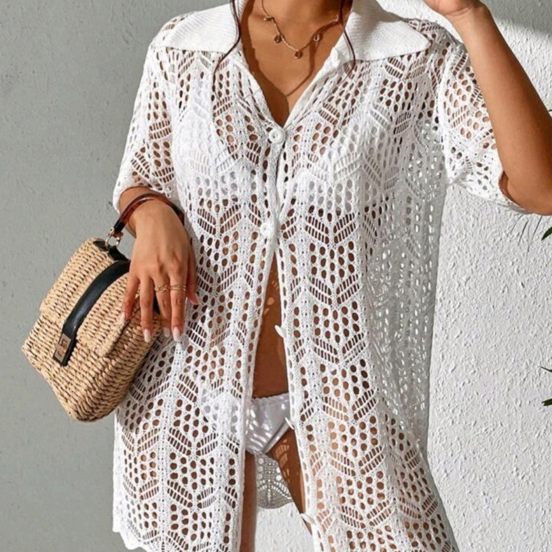 Solid Color Knitted Beach Bikini Swimsuit