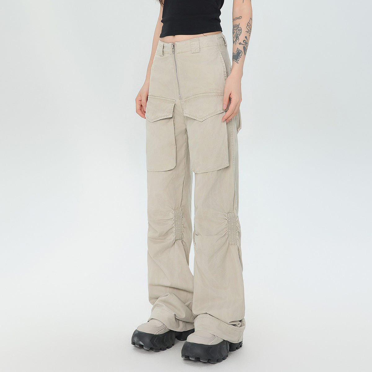 Retro Overalls American Fashion Brand Slim Fit Straight Cargo Pants
