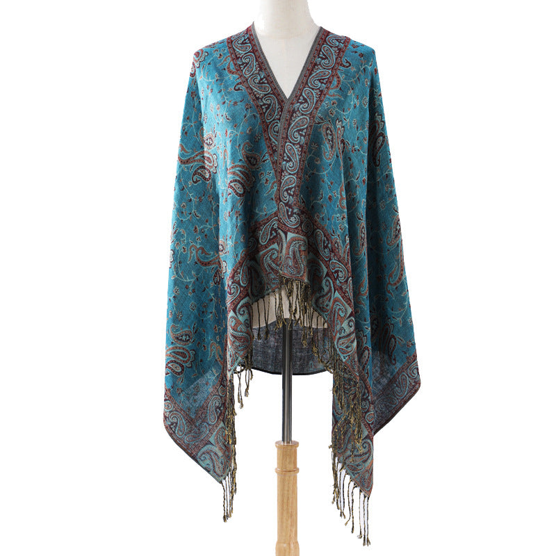 Cashmere Classic All-match Jacquard Cashew Tassel Scarf For Four Seasons