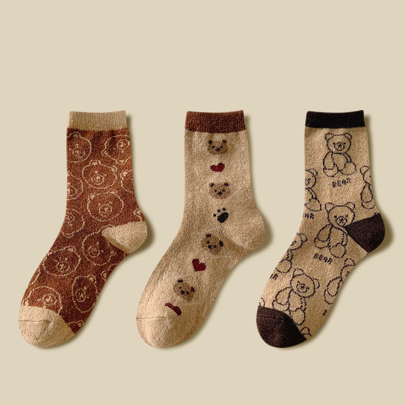 Thick Socks Women's Pure Cotton Tide Medium Tube Cute Plus Velvet