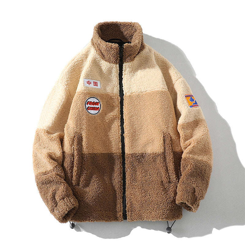 Autumn Loose Casual Patch Decoration Berber Fleece Coat