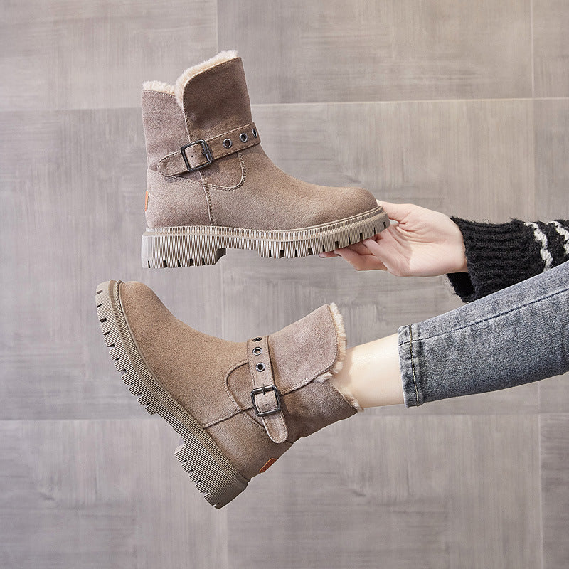 Snow Boots Women's Fur One New Style Cotton Shoes Thickened And Velvet