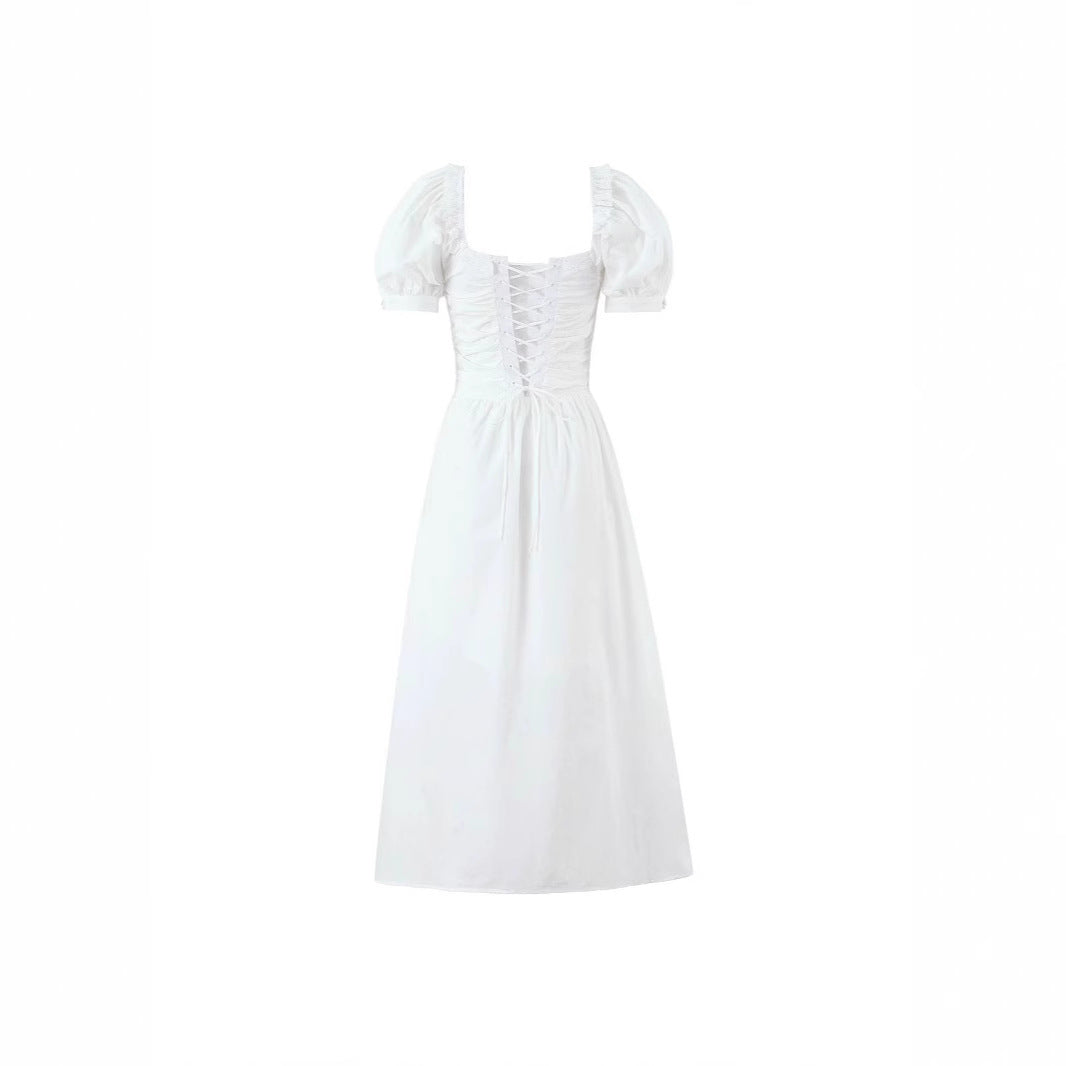 Elegant Figure-flattering Dress With Pleated Straps