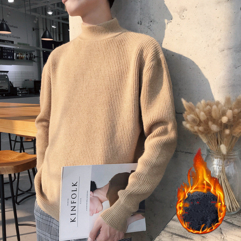 Autumn And Winter Men's Crewneck Sweater Men's Loose Plus Velvet