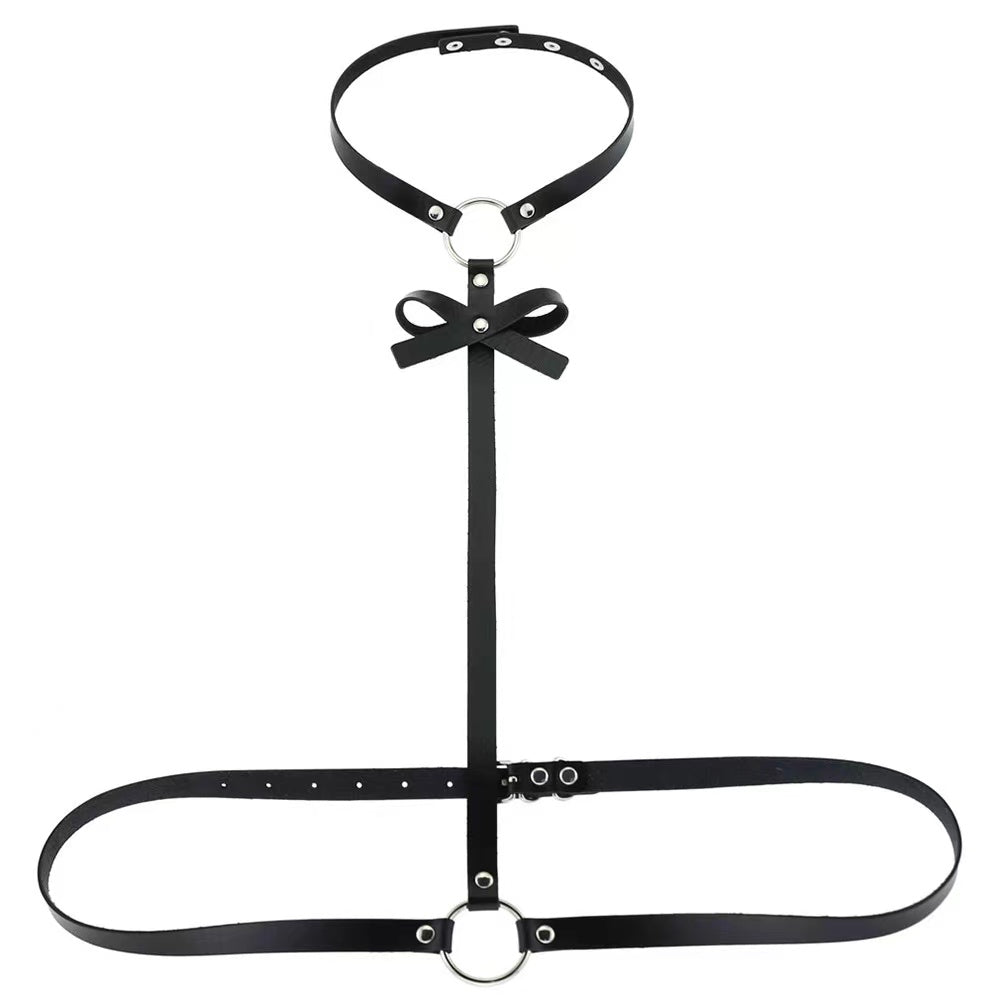 Sexy Ladies Bow Belt Personality Fashion Choker One Strap Punk  Harness
