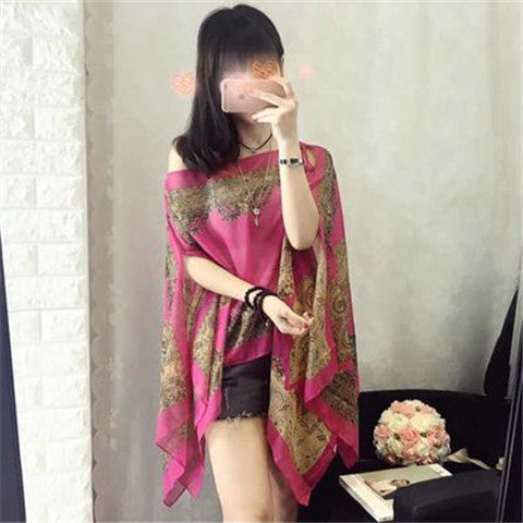 Fashionable Women's Multifunctional Printed Chiffon Shawl