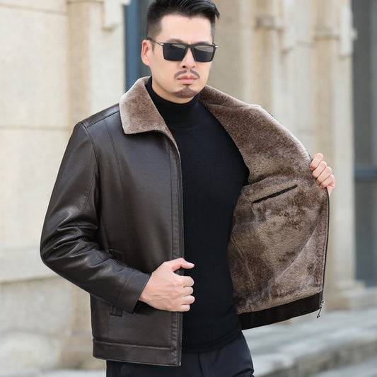 Men's Casual Loose Thick Leather Jacket