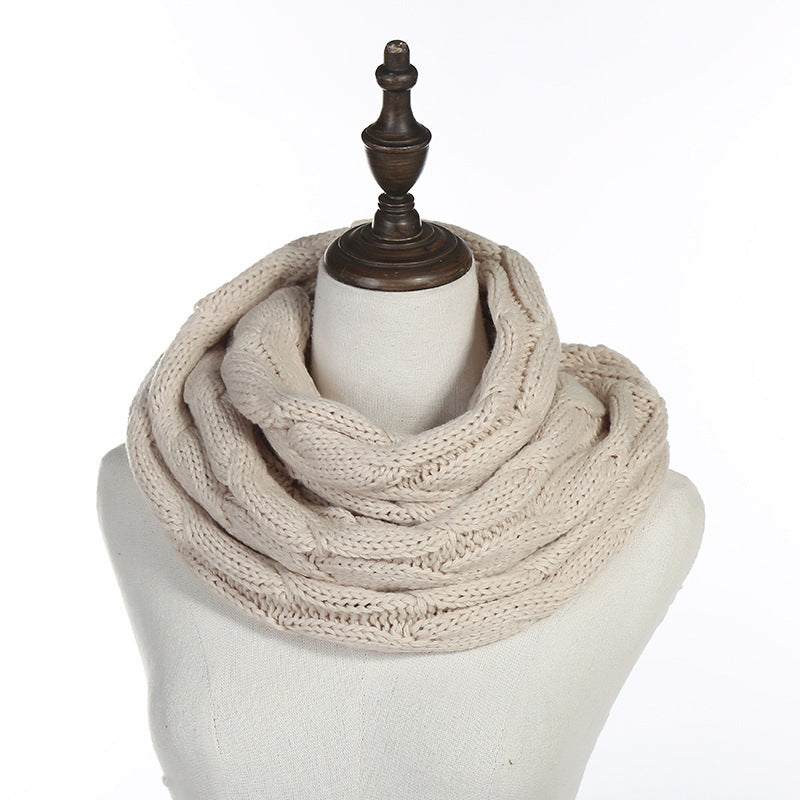 Fashionable Women's Solid Color Warm Knitted Scarf