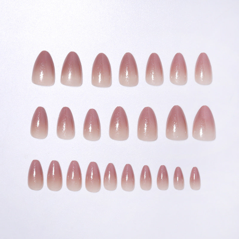 Ferskenfarvet gradient nude-farvet display hvidt fint glimmer aftagelig negleformet stykke