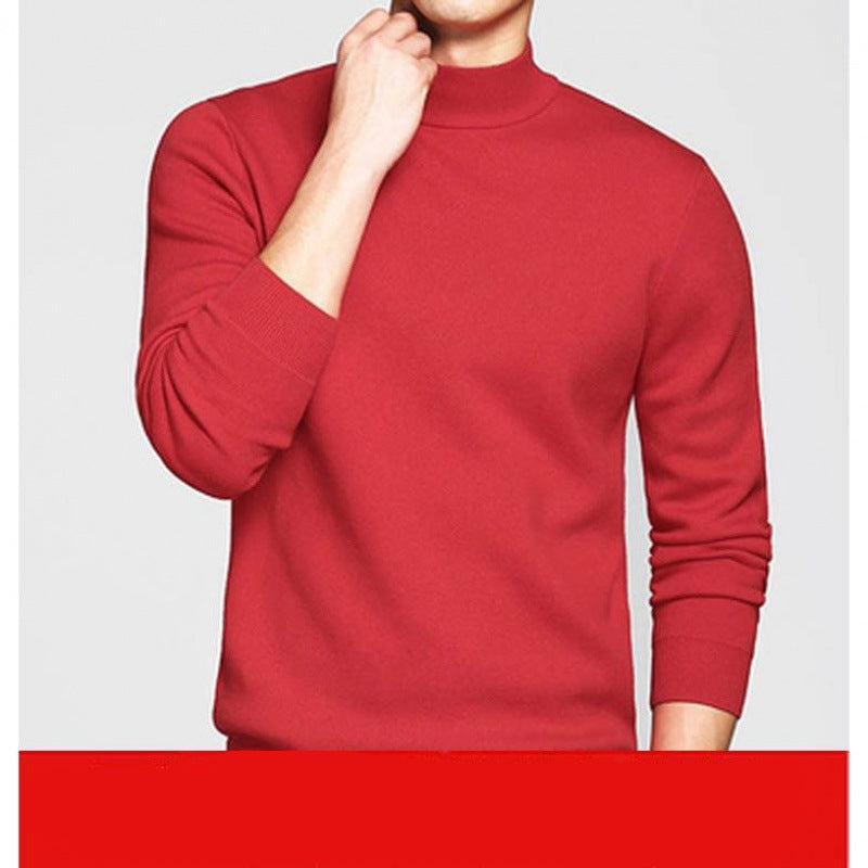 Pullover Sweater Korean Style Slim Youth Mid Collar Sweater Thick