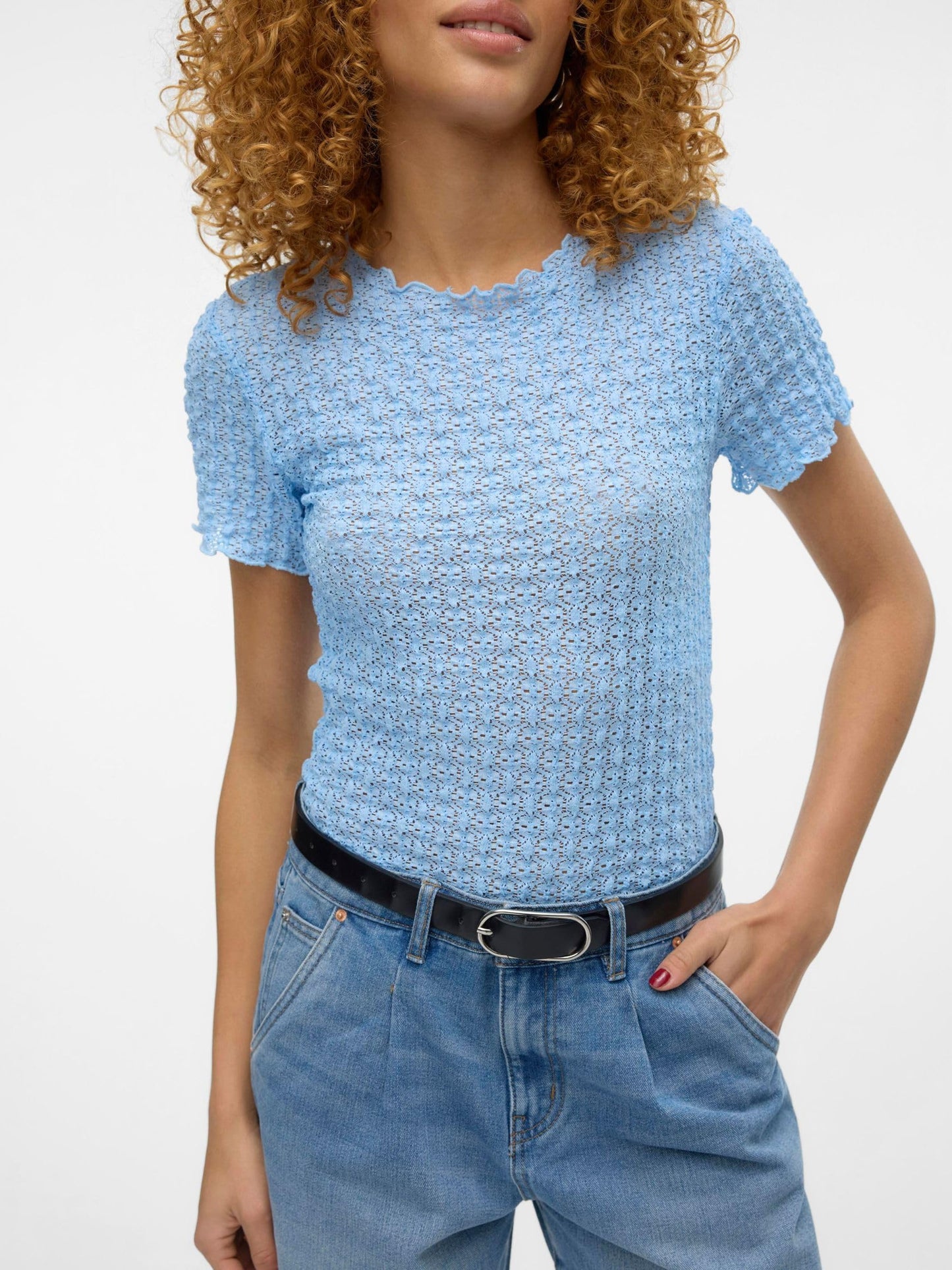VERO MODA dam Vmshelby Ss O-neck kort topp Vma Noos Topp