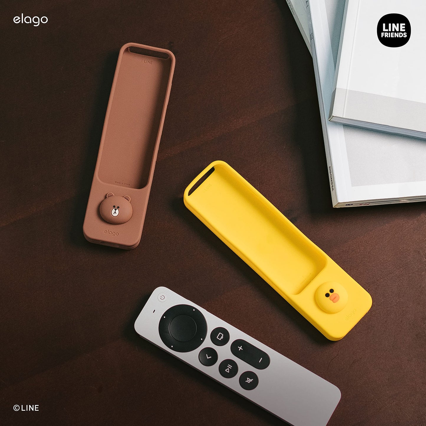 elago | LINE Friends slimmat fodral kompatibelt med 2022 Apple TV 4K HD Siri Remote 3:e generationen och kompatibel med 2021 Apple TV 4K HD Siri fjärrkontroll 2:a generationen – smal, lätt,