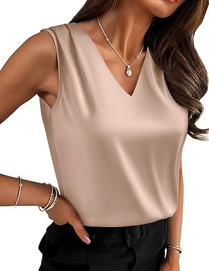 Womens V-Neck Pleated FormalCasual Sleeveless Vest