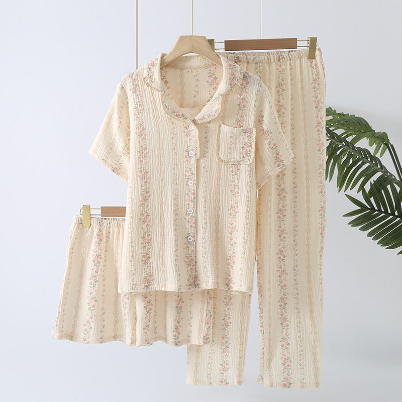 Women's Crepe Cotton Yarn Fashion Three-piece Set