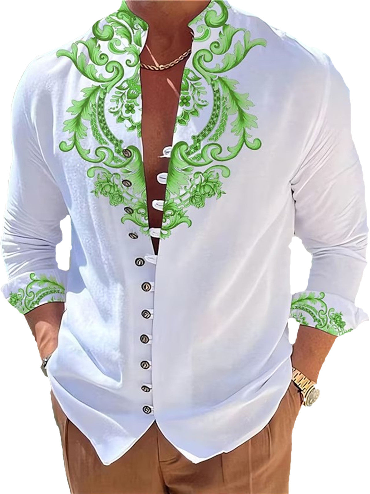 Printed Shirt Cardigan Casual Top  3D