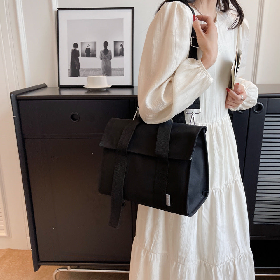 Canvas Bag Women's Simple Versatile Design Color Broadband