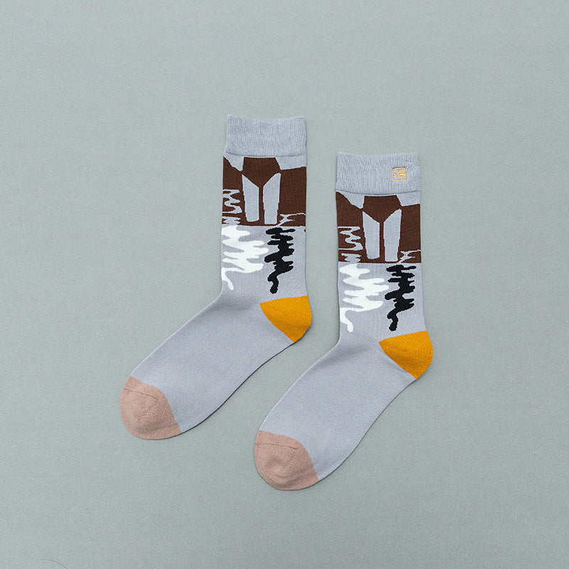 Retro Mid tube socks street art skateboard socks