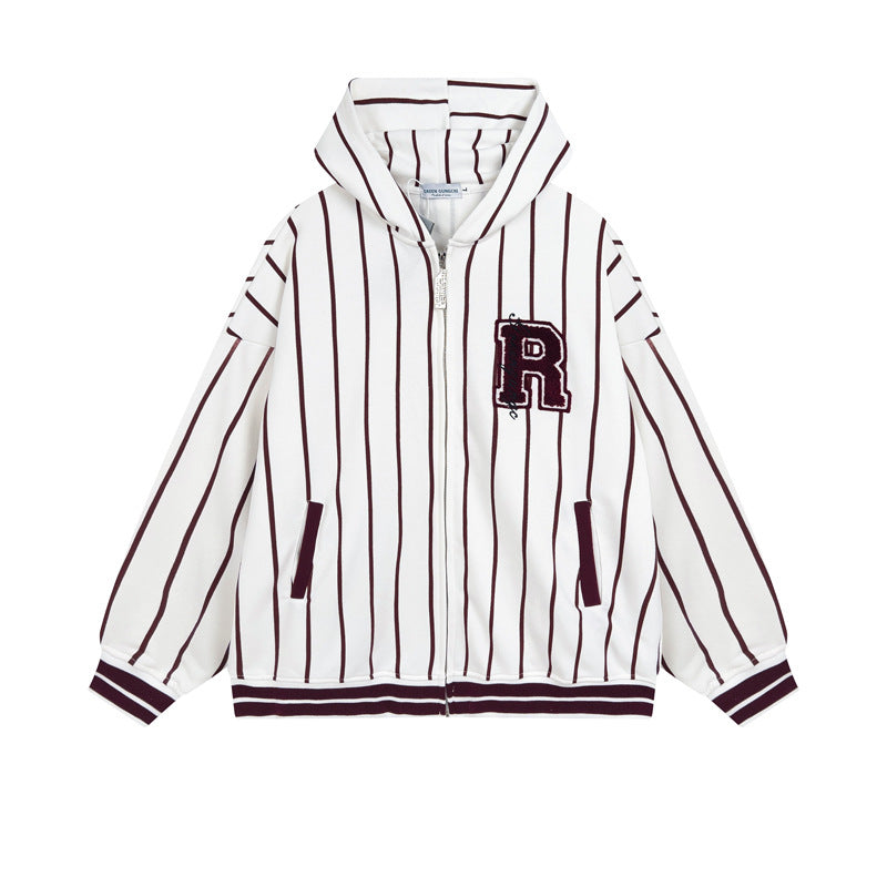 Blue And White Striped Hip Hop Street Retro Wear Autumn And Winter Thin Sweater