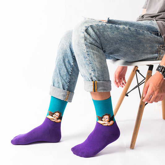 European And American Retro Abstract Art Van Gogh Oil Painting Socks
