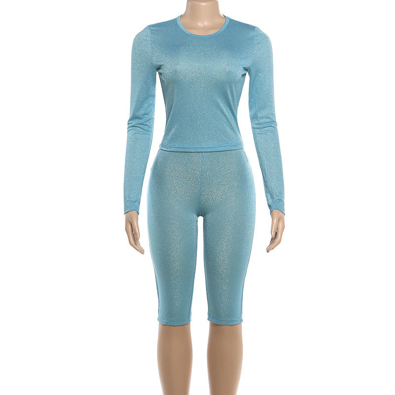Women's Casual Tight-Fitting Comfortable Crew-Neck Set