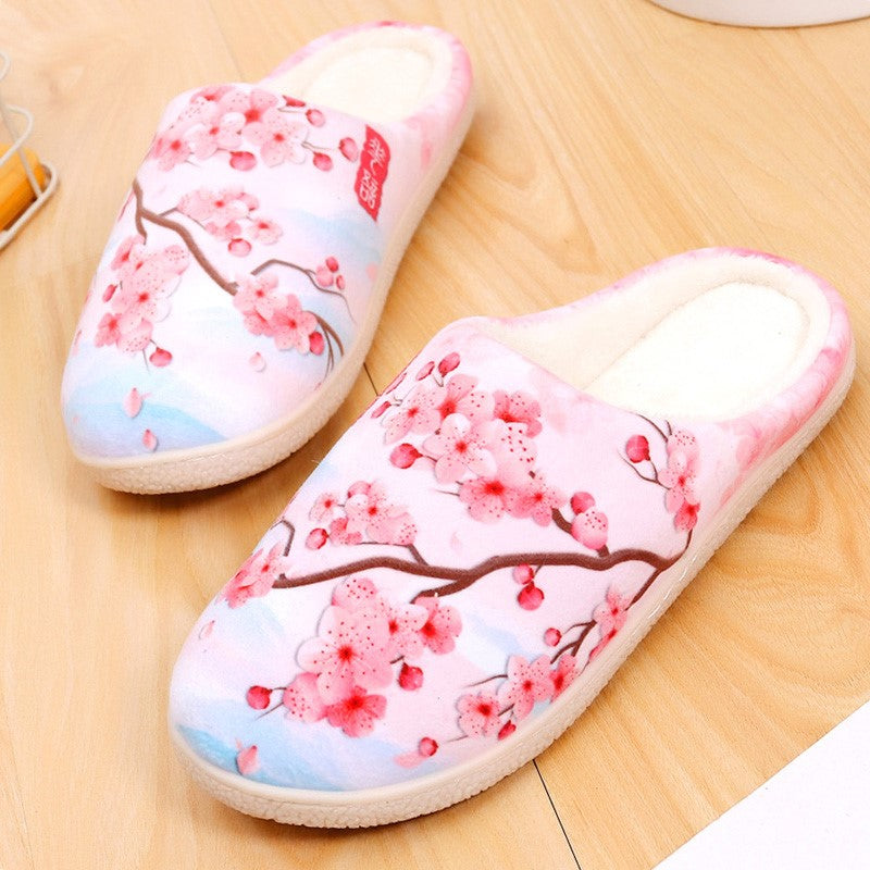 Lovers Non-slip Velvet Home Slippers Cotton Sippers
