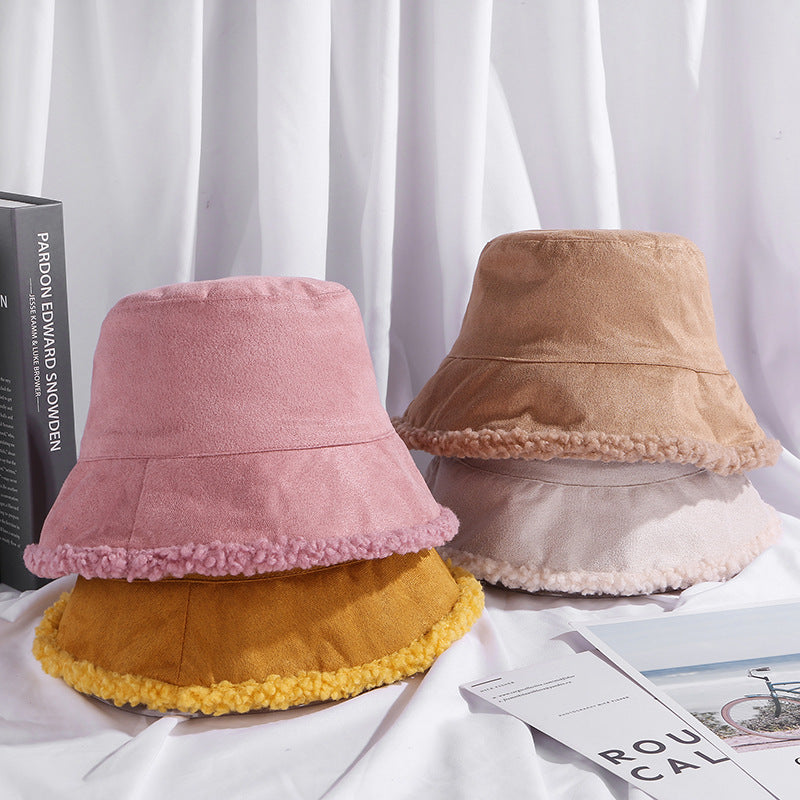 Women's Fashion Solid Color Double-sided Warm Lambswool Hat