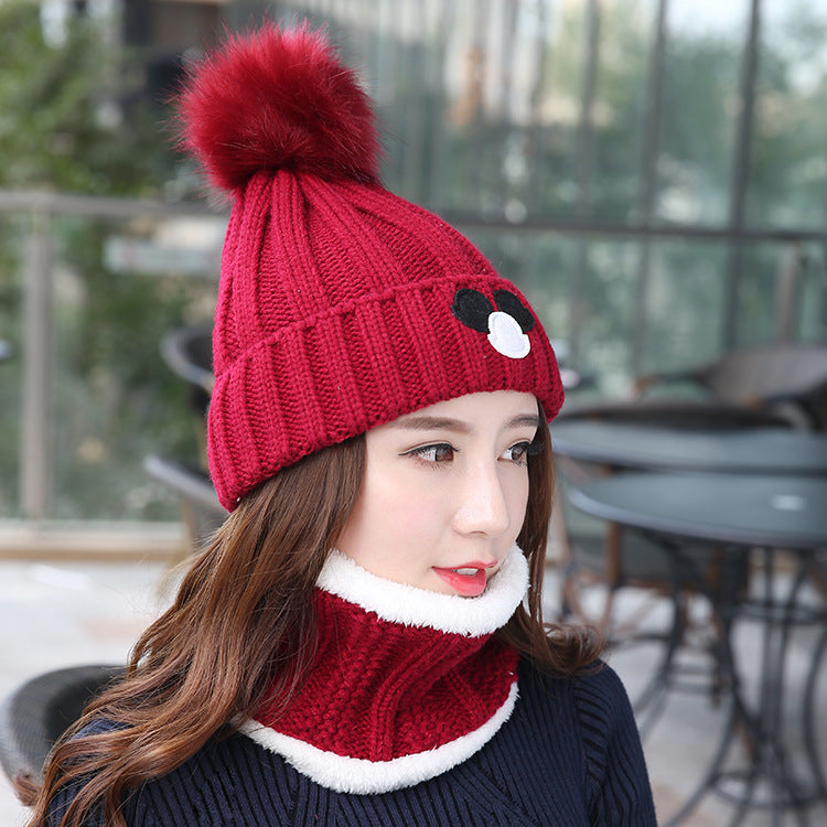 Women's Versatile Wool Ball Knitted Wool Hat Plush