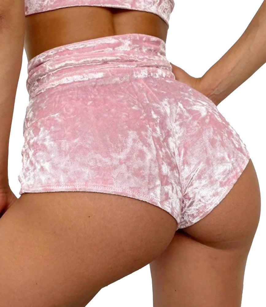 European And American Style High Waist Shorts Slim Velvet