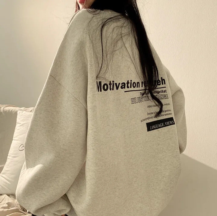 Plus Size Loose Fashion Brand Pack Fleece-lined Thickened