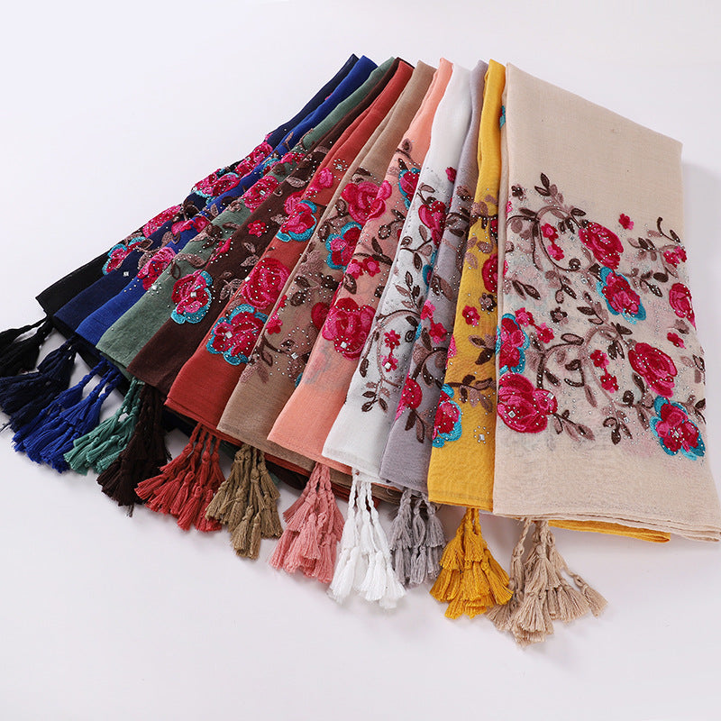 Ladies Travel Often Shawl Embroidery