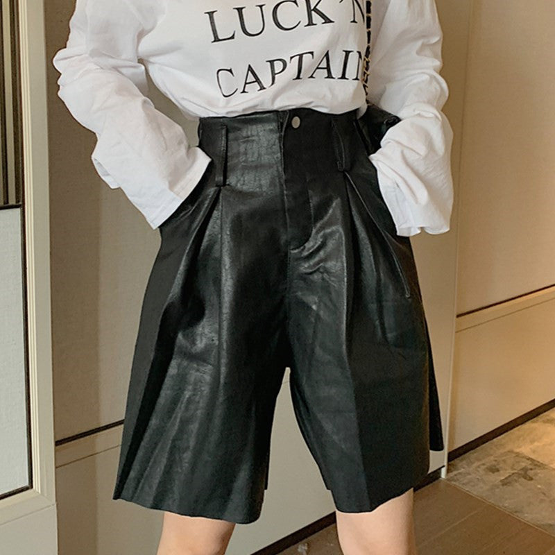 High waist PU leather pants