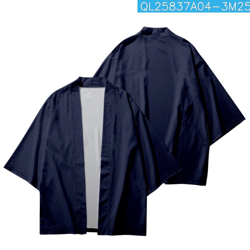 Men's Fashion 3D Printed Cropped Shirt Robe Cardigan