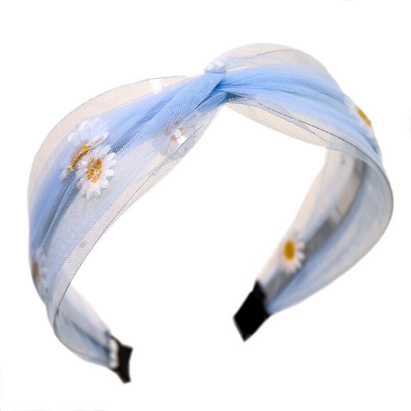 Lace transparent mesh embroidery small daisy headband