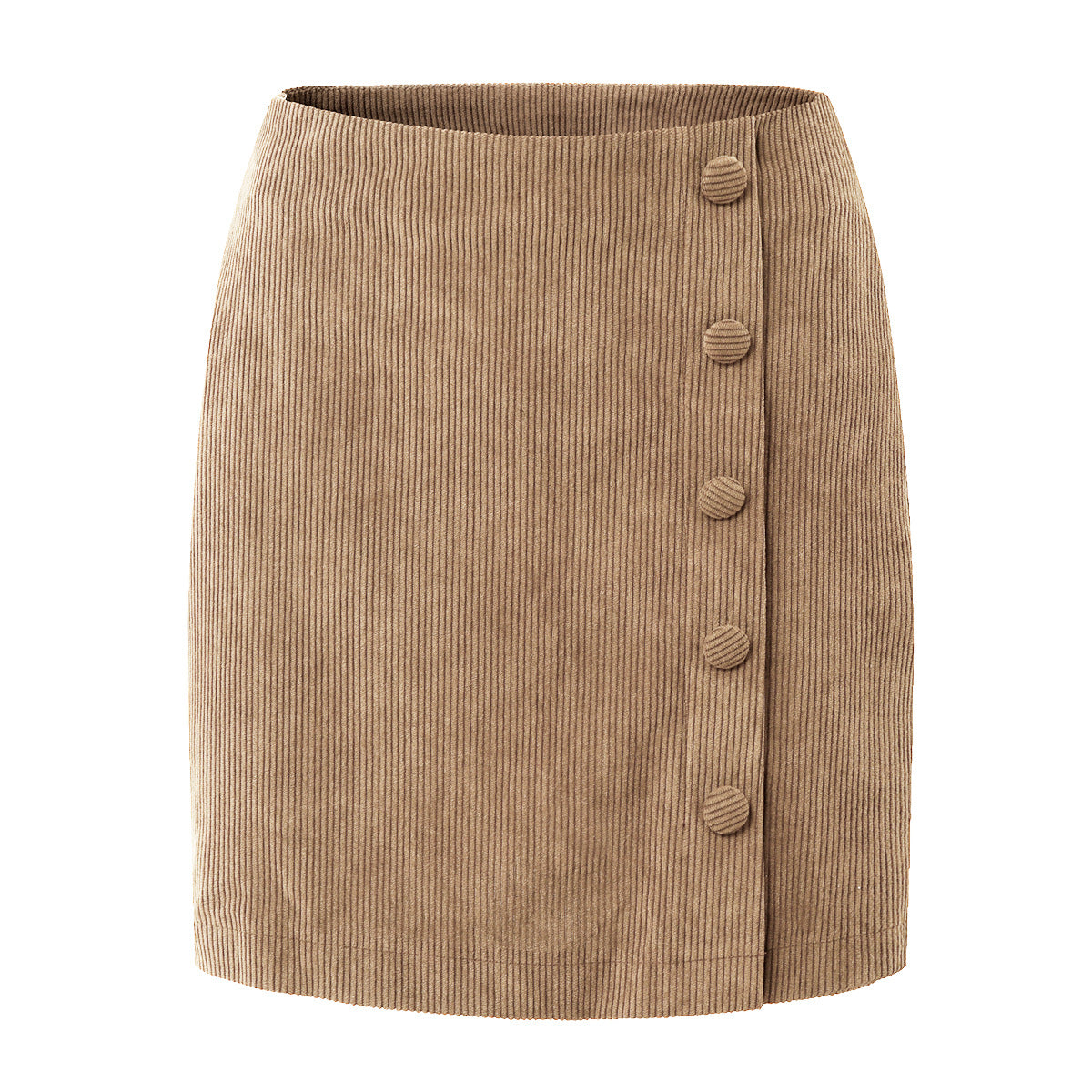 Fabric Button Zipper Short High Waist Slim Fit Pencil Skirt