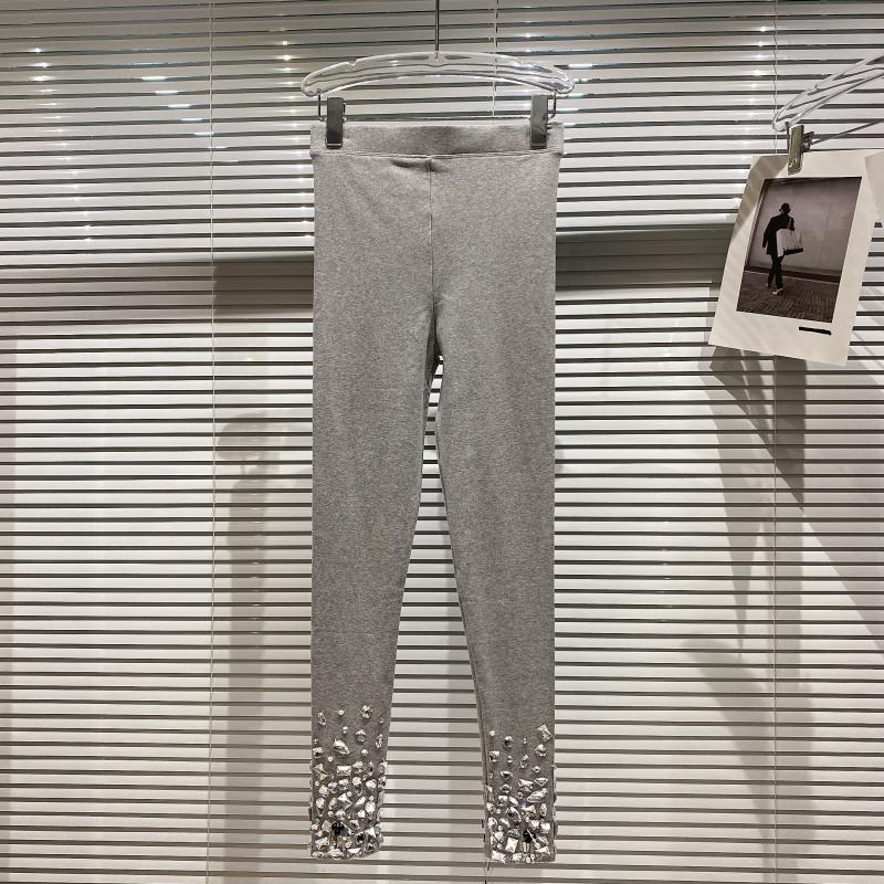 Women's Heavy Industry Large-particle Rhinestone Beaded Elastic Slim Leggings