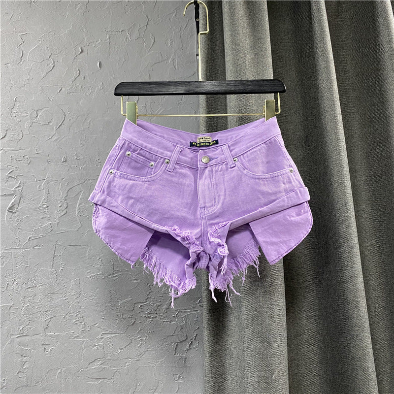 Fashion Personality Fruit Green Denim Shorts