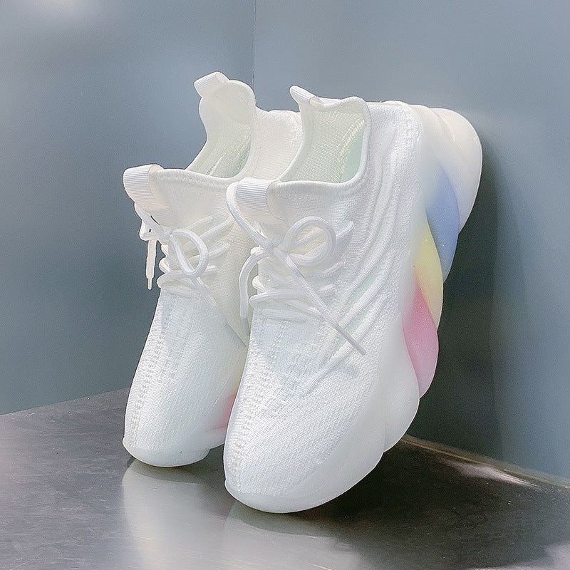 Rainbow Bottom Flying Knit Sneakers