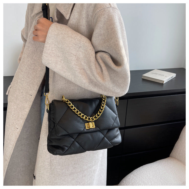 Diamond Crossbody Soft Leather Chain Large Bag