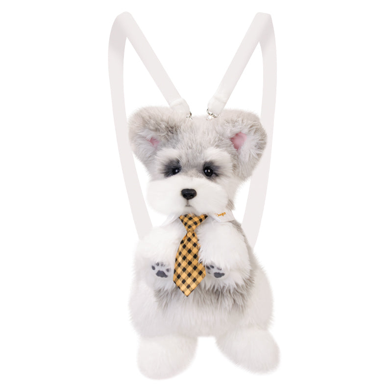 Schnauzer Backpack Backpack Simulation Plush Toy, Toy Figurine, Doll