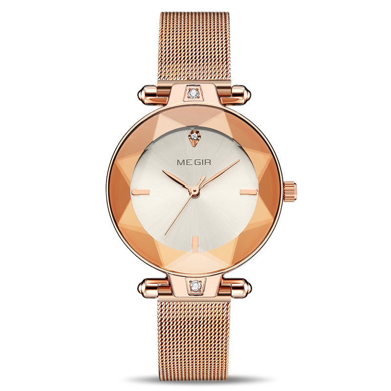 Mirror quartz female watch