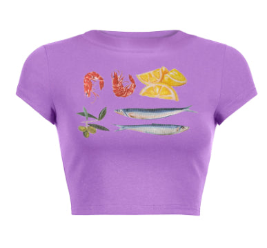 Round Neck Pullover Short Sleeve Letter Printed Navel T-shirt