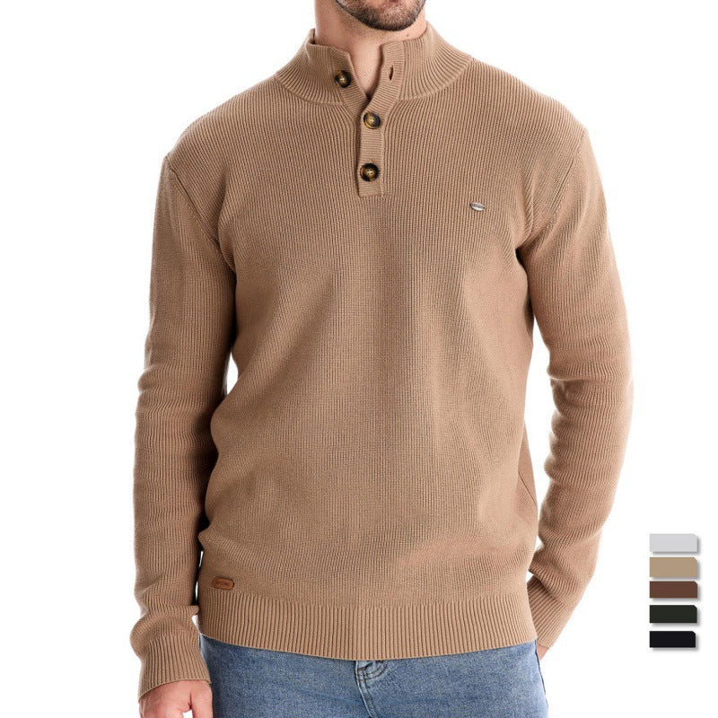 Højhalset Business Sweater til Mænd i Høj Kvalitet Ensfarvet Casual Sweater