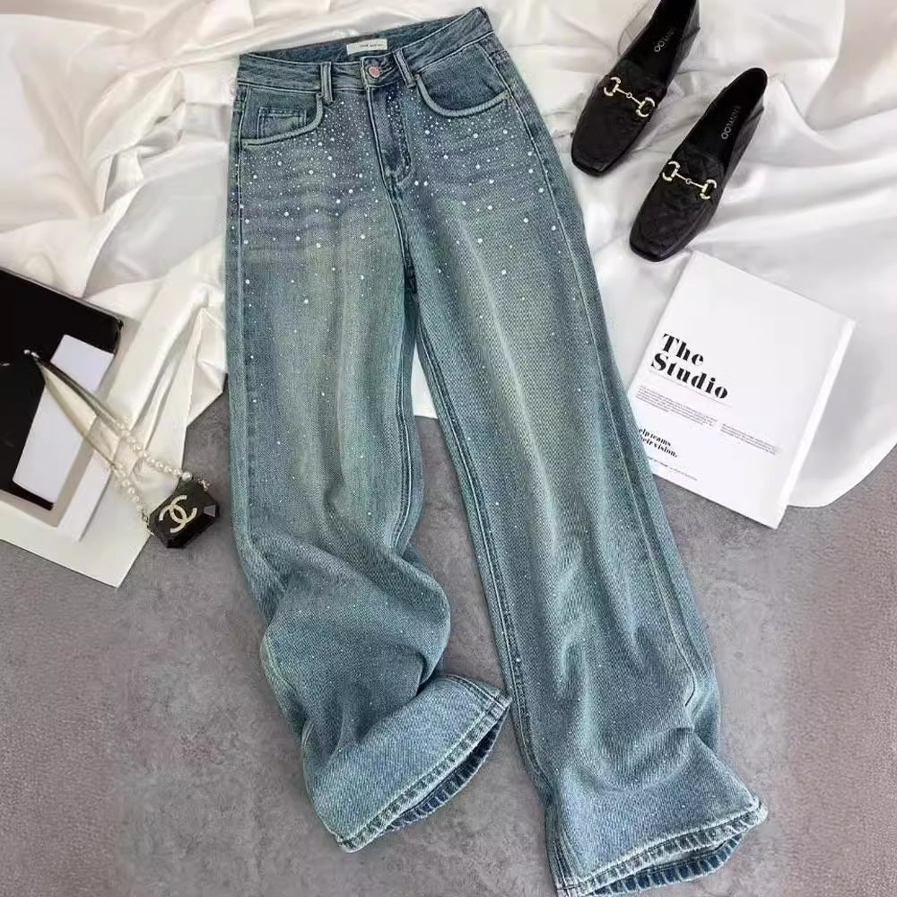 Starry Diamond In The Debris Rhinestone Lige Jeans Til Kvinder