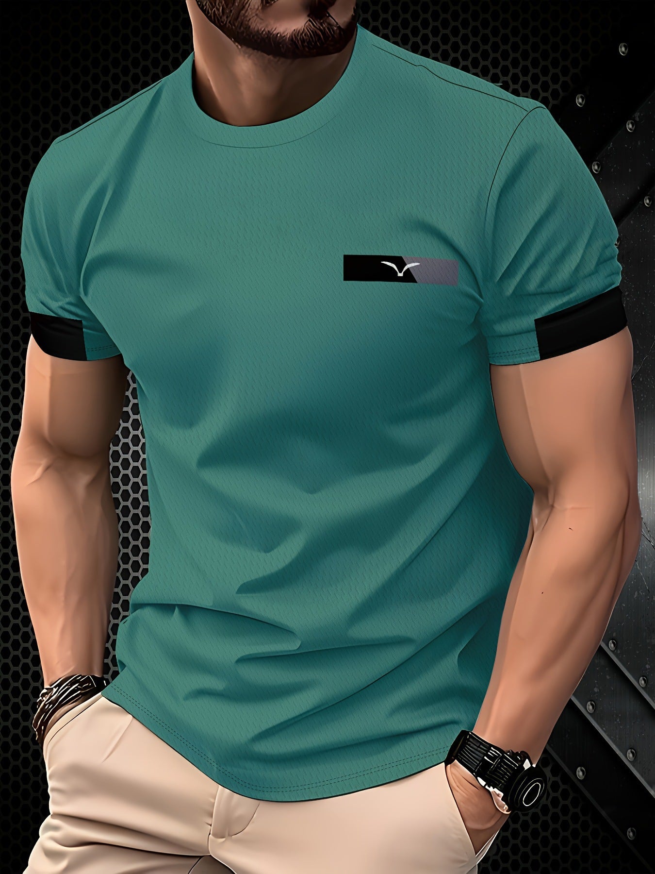 Mens Casual Minimalist 3D Short Sleeve Printed T Shirt Top